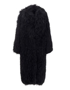Women's Lambskin Coats Real Lamb Fur Coat Black Mongolian Fur Warm Winter Real Sheep Fur Long Coat
