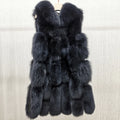 High Quality Luxury Women Real Fur Coat Winter Jacket Long Natural Fox Fur Vest Real Sheepskin Leather Hood Thick Warm Overcoat