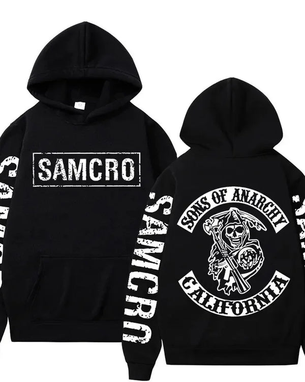 Sons of Anarchy Printed Hoodie, Men's and Women's gothic Retro Fleece Sweatshirt, Autumn and Winter Fashion Casual Pullover