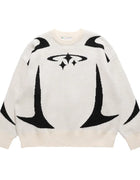 Autumn Winter Men Print Sweaters Vintage Loose Sweaters Long Sleeve Round casual Harajuku Pullovers Knitwear white Streetwear