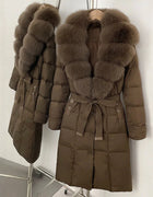 Warm Female Feathers Reality Fur Jacket White Duck Down Coat Women Waterproof Real Fox Fur Collar Autumn Winter Puffer Jacket