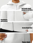 Spring Fleece Lining Sweatshirts Jacket Womens French Long Hoodies Full Zip Up Jacket Casual Streetwear Outdoor Coats