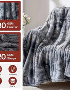 Electric Heated Blanket with 6 Heat Settings and 10 Timer Options Flannel and Sherpa Materials Washable Perfect Warm Gift