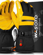 Heated Ski Gloves 7.4V Rechargeable Lithium Battery, Winter Electric Heating Leather Safety Work Gloves, Warm and Comfortable
