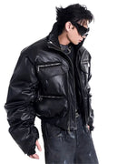 LUZHEN Original Double Zipper Design Thicken Warm Bread Padded Coat Men's 2025 New Solid Color Motorcycles Leather Jacket JY3050