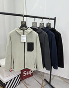 Outdoor Lightweight Warm Breathable Fleece Jacket Men's Casual Sporty Hooded Coat Standard Fit Polyester Spring Autumn