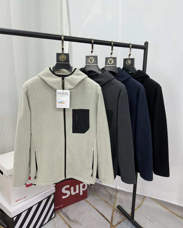Outdoor Lightweight Warm Breathable Fleece Jacket Men's Casual Sporty Hooded Coat Standard Fit Polyester Spring Autumn