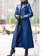 2026 Vintage Long PU Leather Jacket, Women Chic Lapel Long Sleeve Single Breasted Loose Streetwear Coat
