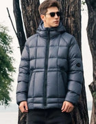 Warmth Street Style American CP Outdoor Functionality Plaid Embroidered down Cotton Jacket Hooded Long Sleeve Standard Fit