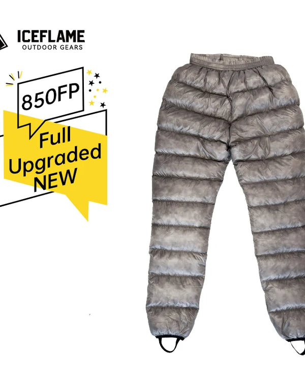 Ice Flame Down Pants Outdoor Camping Grey Duck Down Pants 850FP Ultralight Portable Hiking Thermal Inner UNISEX