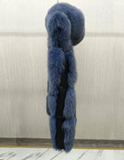 High Quality Luxury Women Real Fur Coat Winter Jacket Long Natural Fox Fur Vest Real Sheepskin Leather Hood Thick Warm Overcoat