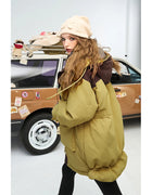 ELFSACK Design Utility Style Mid Length Hooded Down Jacket For Women
