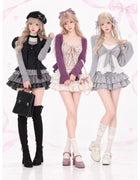 Korean Casual Matching 2 Piece Skirt Suit for Women Japanese Kawaii Y2K Crop Top Blouse Mini Skirt American Retro Street Outfits