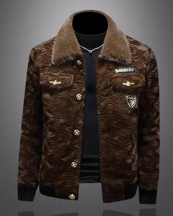 Winter Men Gold Mink Fur Thickened Sheepskin Water-Repellent One-Piece Collar Coat Mens Wool Trench Coat Manteau Homme Hiver