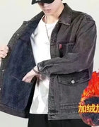 Winter Denim Jacket Comfort Fleece Thick Windbreaker Warm Mens Jackets Outwear Jeans Coat Male Multi-pockets Overcoat Thermal