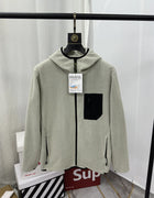 Outdoor Lightweight Warm Breathable Fleece Jacket Men's Casual Sporty Hooded Coat Standard Fit Polyester Spring Autumn