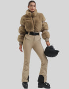 Winter New Female Skiing Jumpsuit Snowfield Waterproof Adult Ski Clothes Warm Thick Snow Tracksuit Women Slim Outdoor Sport Suit