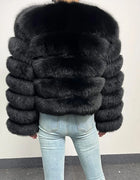 2026 New black Winter Women's Cold Coat Top Fox Jackets Women clothing Luxury Furry Natural Real fox Fur Jacket Coats