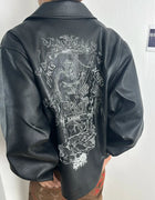 ER/D 25ss custom-dyed lambskin embroidered short wide leather jacket