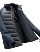 Men's Lightweight Down Jacket Long Sleeve Nylon Spandex Thermal Padded Outdoor Sports Casual Packable Liner Winter Coat