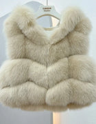 Fox Fur Sleeveless Vest Women Warm Winter Coat Plush Jackets For Women Neck Hat Coats Waistcoat Women's Vest Teddy Coat