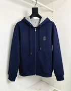 Italian BC Embroidery Old Money Style Men's Hooded Cardigan Sweater Casual Jacket