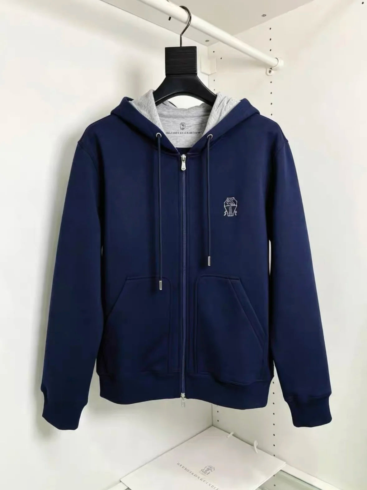 Italian BC Embroidery Old Money Style Men's Hooded Cardigan Sweater Casual Jacket