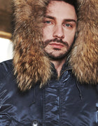 MGP Men's winter standard jacket classic n-3b parka for extreme cold weather waterproof removable faux fur around Hood