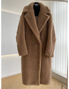 New Max Teddy Bear Winter Jacket Real Fur Women Silhouette Teddy Grain Alpaca Sheared Coat Women's Coats
