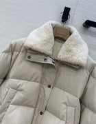 Women's down jacket 2026 Winter New Lamb Fleece Collar Splicing Warm Thick Coat 90 white duck down filling puffer jacket parka