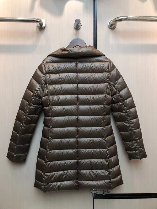 Down jacket women's winter 2025 new comfortable casual goose down warm medium long plaid jacket