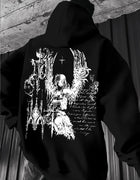 Men'S Dark Gothic Hoodie - Red Pullover Sweatshirt with Front & Back Graphic Prints, Regular Fit Hooded Sweatshirt for Everyday