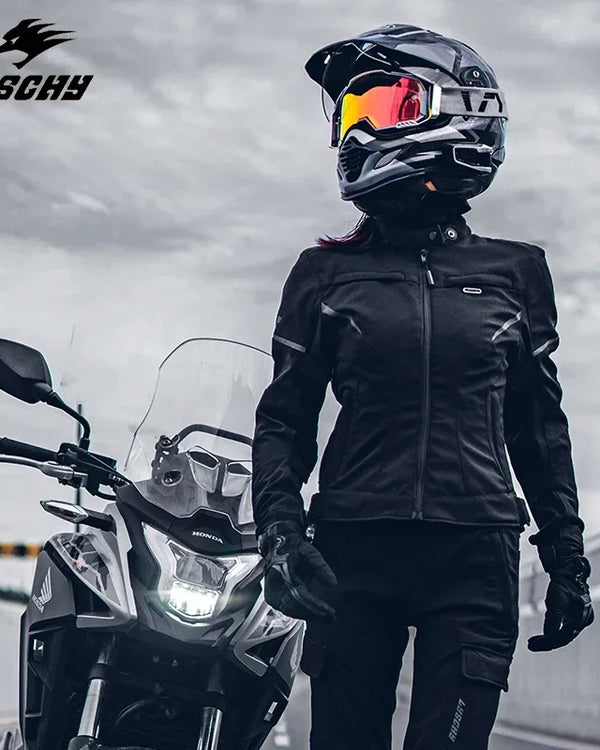 Women LYSCHY Winter Moto Jacket Waterproof Four Seasons Removable Warm Liner Riding Clothes Slim High-quality Motorcycle Jacket