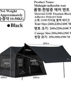 MOUNTAINHIKER Inflatable Tent Outdoor Camping 4-5 People with Windows Portable Waterproof Family Awning Tent Four Season Tents