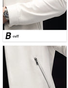 White Leather Jacket For Men 2023 Winter Male Business Simple Standing Collar Short Slim Coat Motorcycle Chaqueta Cuero Hombre
