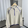 Casual Hoodie Sweatshirt Half Zipper Stand Collar Outdoor Unisex Autumn Wear Breathable Long Sleeve Youth Fashion Plaid Pattern