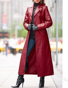 Winter Women's Fashion Cyberpunk Leather Long Jacket Casual Loose Button Solid Color Coats Lapel Biker Jacket Plus Size