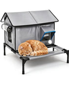 Outdoor Waterproof Cat House Beds Winter Heating Pad Luxury Cat Hiding House Heated Height Increasing Cats Bed Nest Pet Supplies