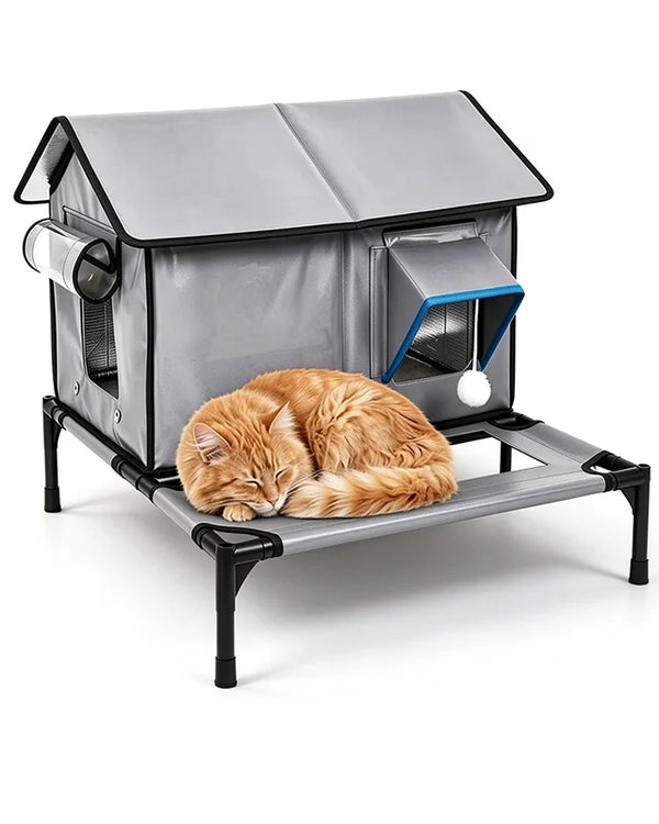 Outdoor Waterproof Cat House Beds Winter Heating Pad Luxury Cat Hiding House Heated Height Increasing Cats Bed Nest Pet Supplies