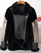 Sheepskin Coat For Women Winter Merino Fur Real Sheep Fur Jacket With Real Mink Fur Sleeve Motorcyle Female Winter Clothings
