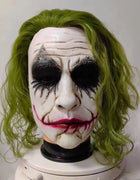 2025 The Dark Knight Joker Cosplay Mask Green Hair Halloween Party Unisex Adult One Size Latex Mask Clown Bat Knight