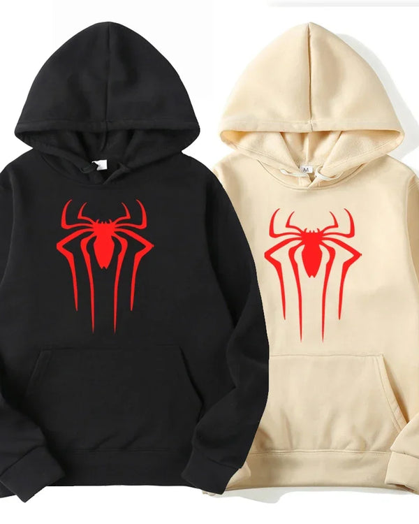 Spider Hoodie Superhero Comic Movie Red Aesthetic Streetwear Y2K Fashion Black Cream Oversized Casual Sport Sweatshirts