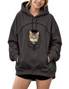 Oversized Hoodie with Pet Pouch Women's Zipper Kangaroo Pocket Sweatshirts for Small Cat & Dog Pet Lover Hoody Hooded Pullover