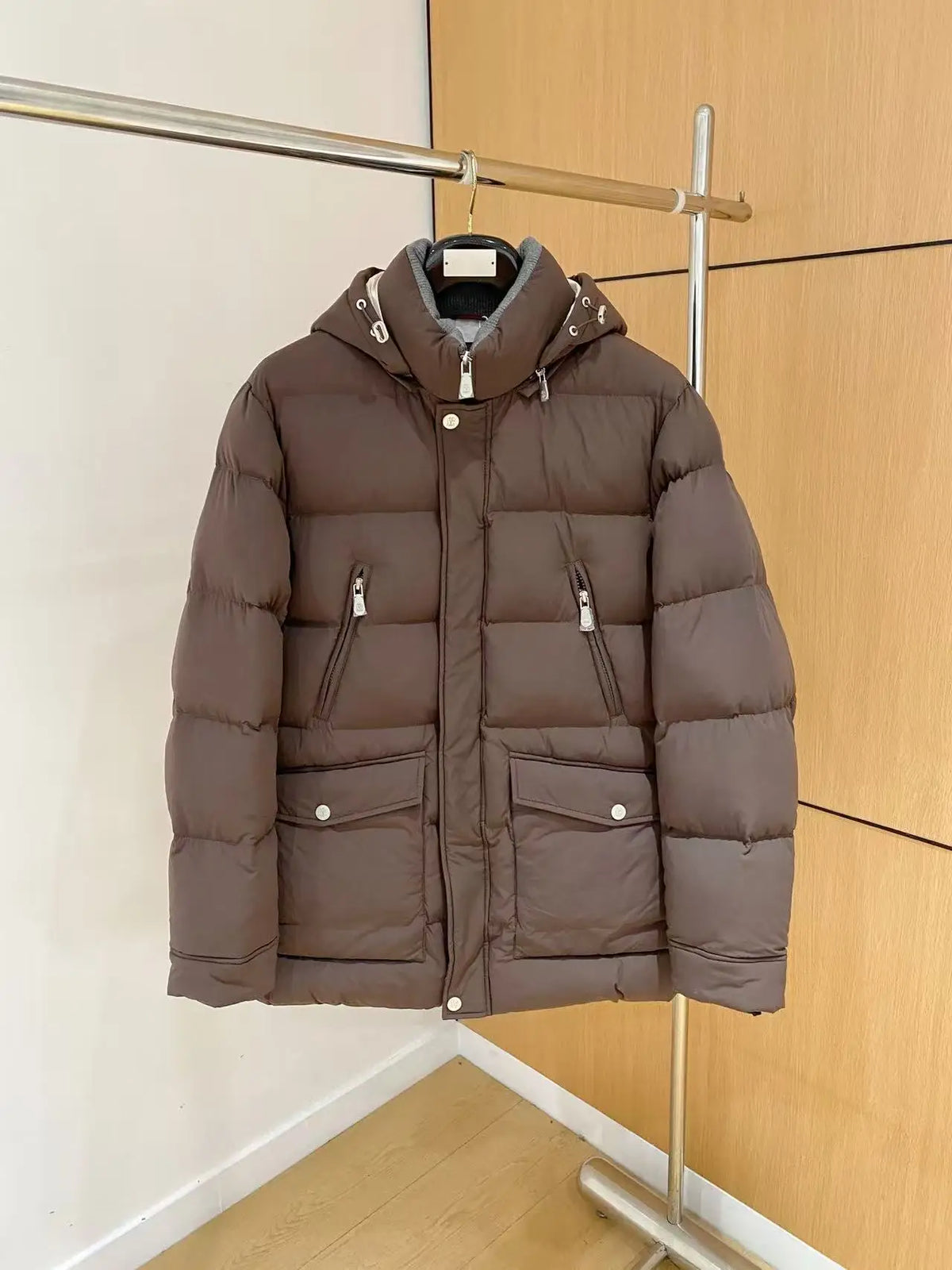 Italy BC old money style men's hooded down jacket business casual warm windproof jacket