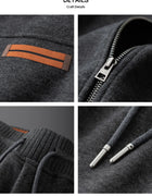 JSBD Winter Italian Old Money Style Warm Fleece Thick Wool Tweed Two-Piece Men's Lapel Cardigan Casual Sportswear Set