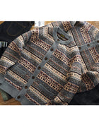 Sauce Zhan Men's Sweters Fair Isle Lambswool Sweatercoat Sheep's Wool Cardigan Soft and Comfortable Regular Fit
