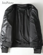 Julypalette 90% White Duck Down Real Sheepskin Jackets Black Casual Women Winter Zipper Lambskin Leather Warm Coats Size M-5XL