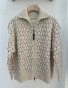 High-Quality Fall/Winter 2026 Casual Wool-Mesh Jacket Featuring Sequin And Tulle Paneling And A Double-Ended Beaded Chain Zipper