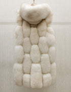 High Quality Luxury Women Real Fur Coat Winter Jacket Long Natural Fox Fur Vest Real Sheepskin Leather Hood Thick Warm Overcoat
