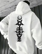 Mens Gothic Hoodie Satanic Symbol Print Street Fashion Warm Pullover Autumn Winter Male Home Outdoor Comfort Casual Sweatshirt